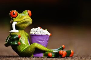 Enjoying Popcorn with Cold drinks