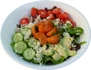 Salad serving can be made healthier by adding feta cheese