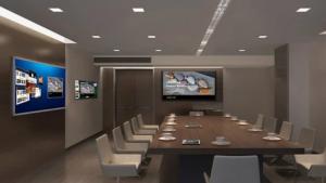 A vacant conference room in an office