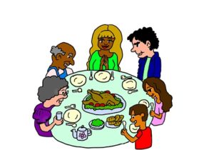 A family dinner on a thanksgiving is a part of the family tradition
