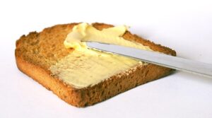 Enjoying a buttered toast