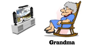 Grandma busy watching her favourite TV show
