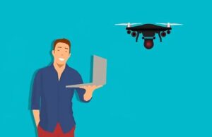 A home surveillance drone that monitors a husband's movements